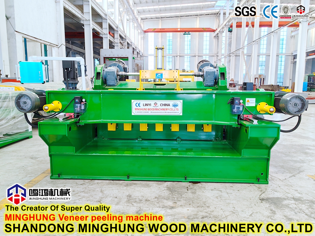 Minghung Kernfurnier-Produktionsmaschinen: Spindellose rotierende 4 Fuß/8 Fuß Holzfurnier-Schälschneidemaschine für die Sperrholzproduktion