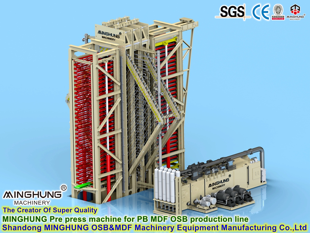 Spanplatten-OSB-MDF-HDF-Linie Hersteller: Hochfeste Materialkonstruktion, wärmehydraulische Heißpressmaschine