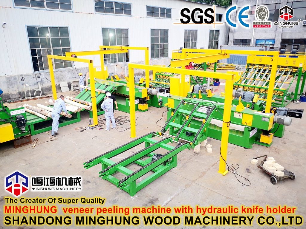 Rotationsmaschinen zur Herstellung von Furnieren zum Schälen dünner Schichten oder Stapel von Holzfurnieren