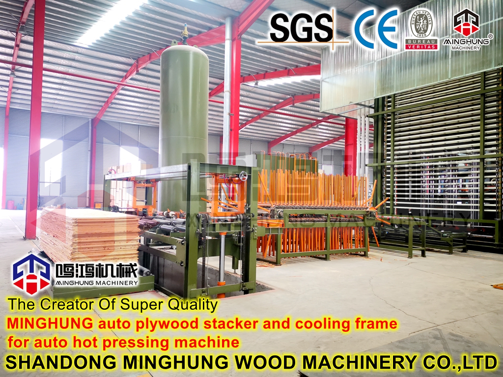 plywood stacking and cooling frame for auto hot pressing machine