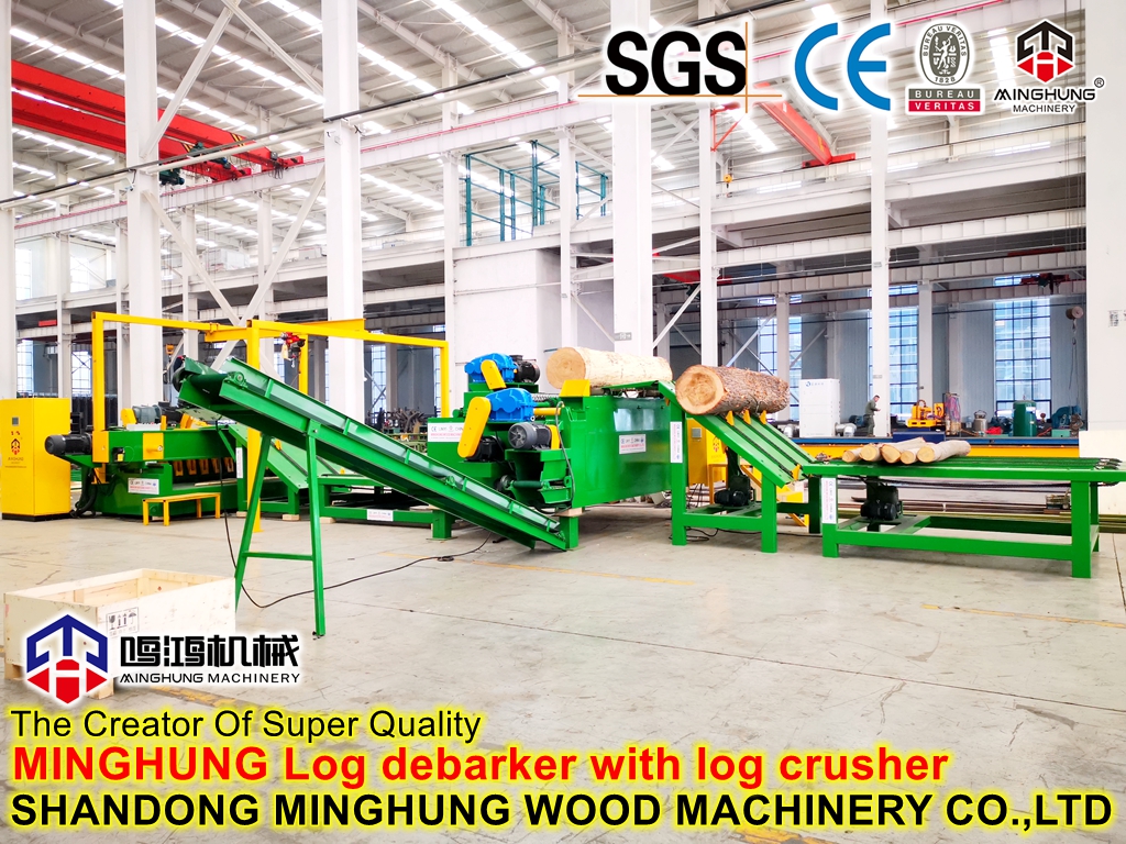 Stammentrindungsmaschine mit Stammbrecher