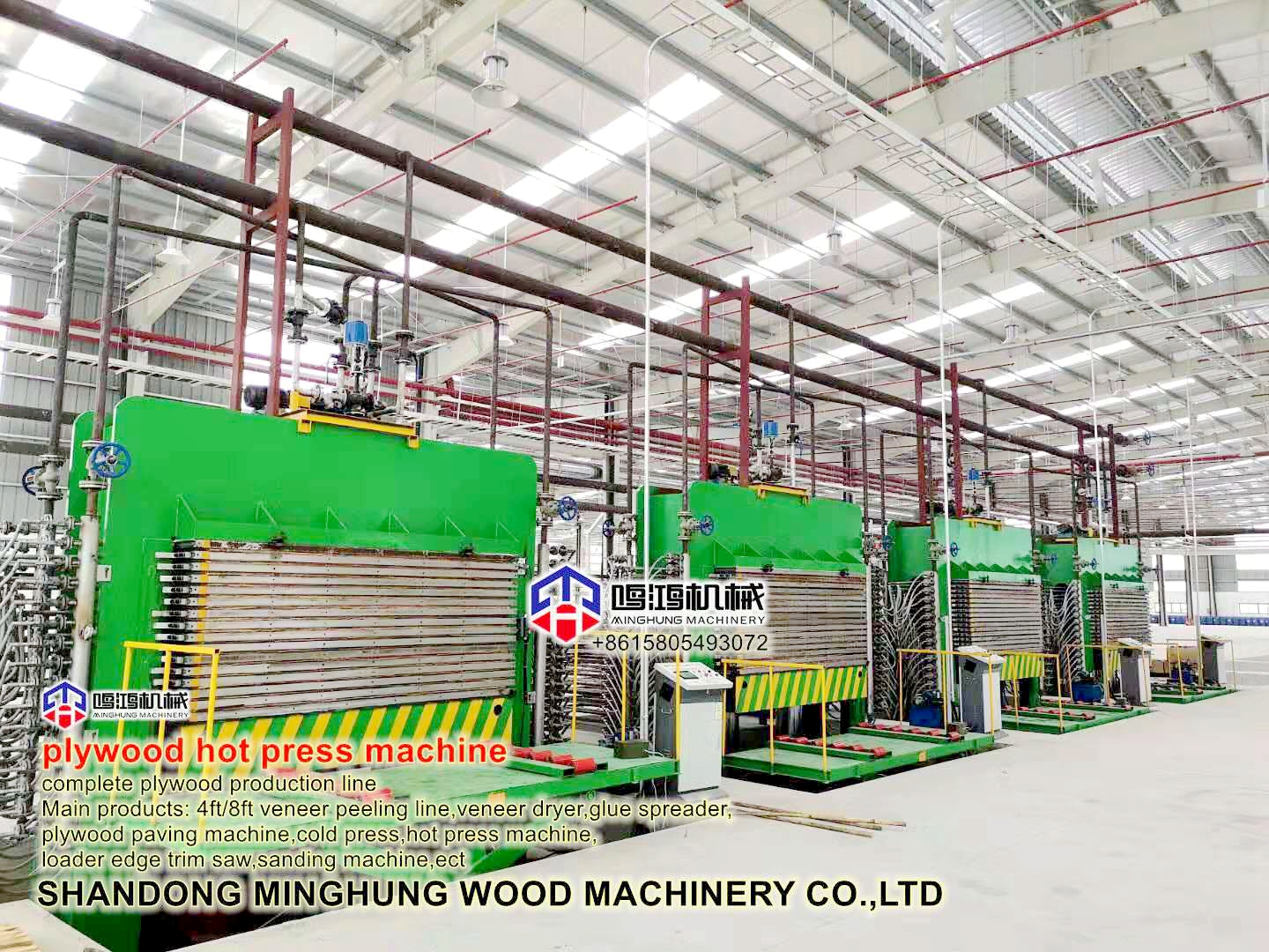 Holzbearbeitungsmaschine, Heißpresse für laminiertes Melaminsperrholz