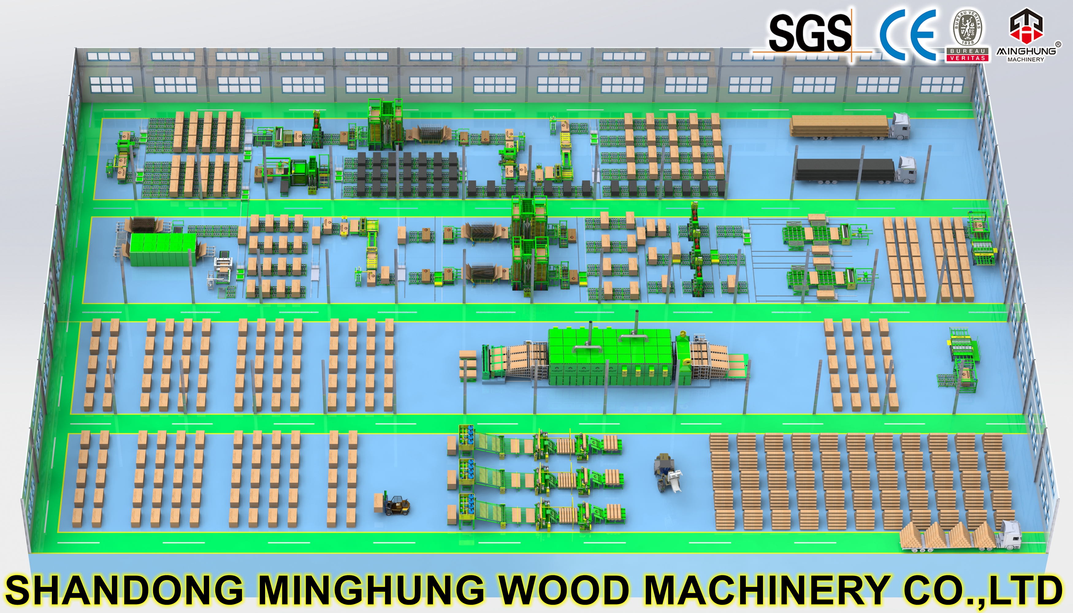 Sperrholzmaschinenlinie